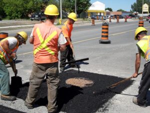 Drain Bros. patching Landsdowne Street in Peterborough